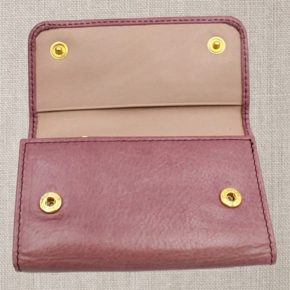 Prada Leather Key Holder Wallet with Bow Detail in Pink - Picture 6 of 12